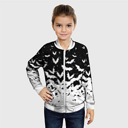 Бомбер детский Black and white bat pattern, цвет: 3D-белый — фото 2