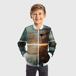 Бомбер детский Светло-синий абстрактный фон и брызки красок, цвет: 3D-белый — фото 2