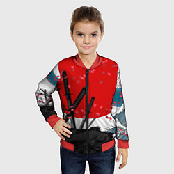Бомбер детский Солнце, волны и катаны, цвет: 3D-красный — фото 2