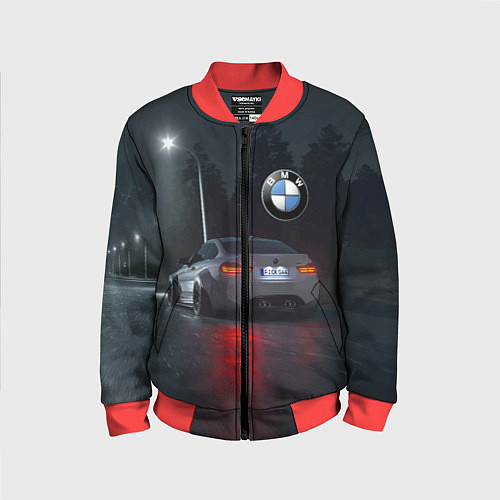 Детский бомбер Крутая бэха на ночной трассе / 3D-Красный – фото 1