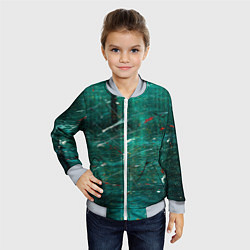 Бомбер детский Светло-зелёный туман, краски и царапины, цвет: 3D-серый — фото 2