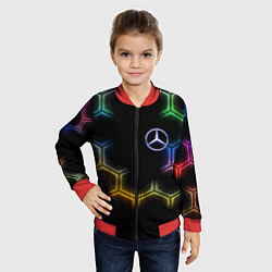Бомбер детский Mercedes - neon pattern, цвет: 3D-красный — фото 2