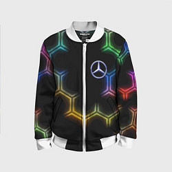 Бомбер детский Mercedes - neon pattern, цвет: 3D-белый