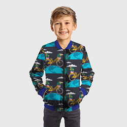 Бомбер детский Велопрогулка, цвет: 3D-синий — фото 2