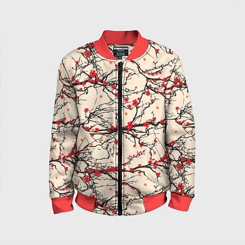 Детский бомбер Sakura flowers / 3D-Красный – фото 1