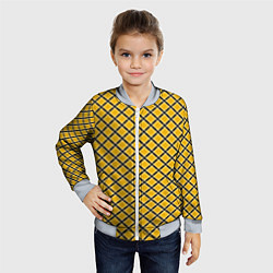 Бомбер детский Черно-желтый клетчатый узор, цвет: 3D-серый — фото 2