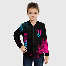 Бомбер детский Juventus - neon gradient: надпись, символ, цвет: 3D-черный — фото 2