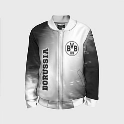 Бомбер детский Borussia sport на светлом фоне: надпись, символ, цвет: 3D-белый