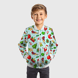 Бомбер детский Новогодний паттерн, цвет: 3D-белый — фото 2