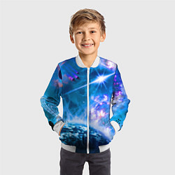 Бомбер детский Космос - планета и яркая звезда, цвет: 3D-белый — фото 2