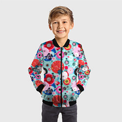 Бомбер детский Abstract flowers, цвет: 3D-черный — фото 2