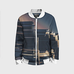 Бомбер детский Множество стеклянных кубов и фигур, цвет: 3D-белый