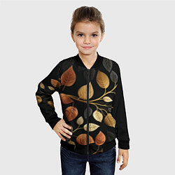 Бомбер детский Осеннее настроение - листья, цвет: 3D-черный — фото 2