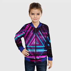 Бомбер детский Неоновые линии, цвет: 3D-синий — фото 2