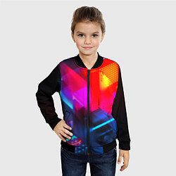 Бомбер детский Neon stripes color, цвет: 3D-черный — фото 2
