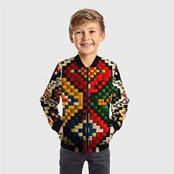 Бомбер детский Русский узор крестиком, цвет: 3D-черный — фото 2