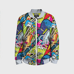 Детский бомбер Guitars - pop art pattern