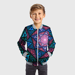 Бомбер детский Оптическая иллюзия из ромбов и дымов, цвет: 3D-серый — фото 2