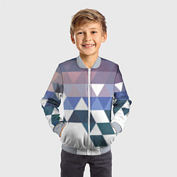 Бомбер детский Абстрактные разноцветные треугольники в паттерне, цвет: 3D-серый — фото 2