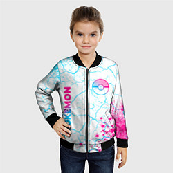 Бомбер детский Pokemon neon gradient style: надпись, символ, цвет: 3D-черный — фото 2