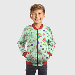 Бомбер детский Цветы на веточках и листья, цвет: 3D-красный — фото 2