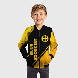 Бомбер детский Blue Exorcist - gold gradient: надпись, символ, цвет: 3D-черный — фото 2