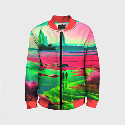 Детский бомбер Кислотный мир / 3D-Красный – фото 1