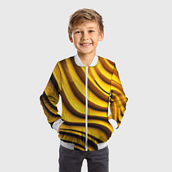 Бомбер детский Желтые абстрактные полосы, цвет: 3D-белый — фото 2
