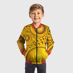 Бомбер детский Желтая объемная текстура, цвет: 3D-красный — фото 2