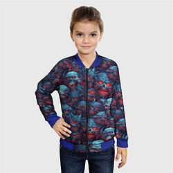 Бомбер детский Monster skulls pattern, цвет: 3D-синий — фото 2