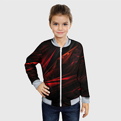 Бомбер детский Black red background, цвет: 3D-серый — фото 2