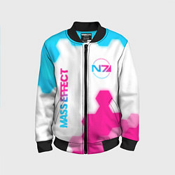 Детский бомбер Mass Effect neon gradient style: надпись, символ