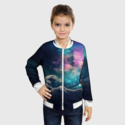 Бомбер детский Космическая Большая волна в Канагаве, цвет: 3D-белый — фото 2