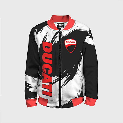 Детский бомбер Ducati - мазки краски / 3D-Красный – фото 1