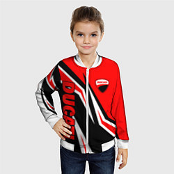 Бомбер детский Ducati- red stripes, цвет: 3D-белый — фото 2