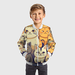Бомбер детский Кошачий принт от нейросети, цвет: 3D-белый — фото 2