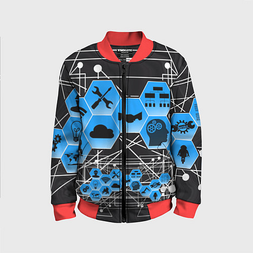 Детский бомбер Виртуальный мир / 3D-Красный – фото 1