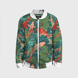 Бомбер детский Паттерн карпы кои, цвет: 3D-белый