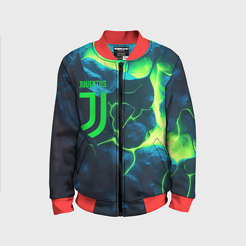 Детский бомбер Juventus green neon / 3D-Красный – фото 1