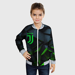 Бомбер детский Juventus black green logo, цвет: 3D-серый — фото 2