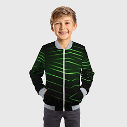 Бомбер детский Green abstract dark background, цвет: 3D-серый — фото 2