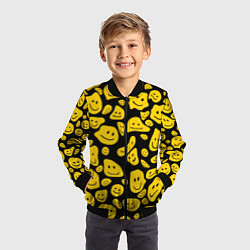 Бомбер детский Расплывающиеся смайлы на черном, цвет: 3D-черный — фото 2