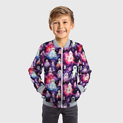 Бомбер детский Хэллоуин Акварельные привидения, цвет: 3D-серый — фото 2