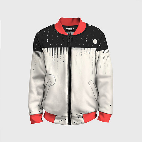 Детский бомбер Снежный пейзаж зимней ночью / 3D-Красный – фото 1