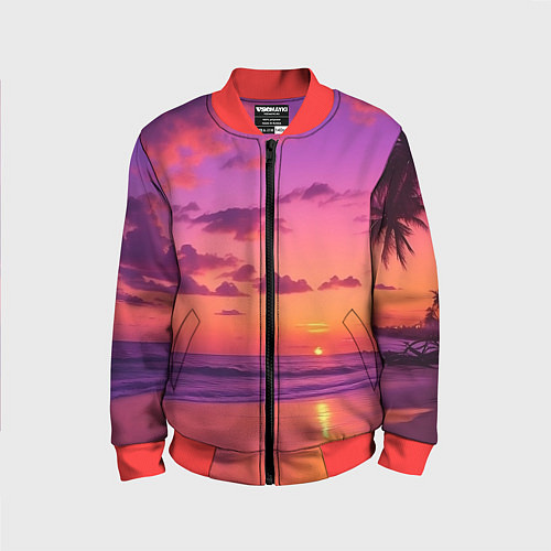 Детский бомбер Пляж vice city / 3D-Красный – фото 1