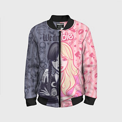 Бомбер детский Барби и Уэнсдей - мои две личности: в стиле тату, цвет: 3D-черный