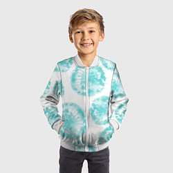 Бомбер детский Акварельные голубые био формы, цвет: 3D-белый — фото 2