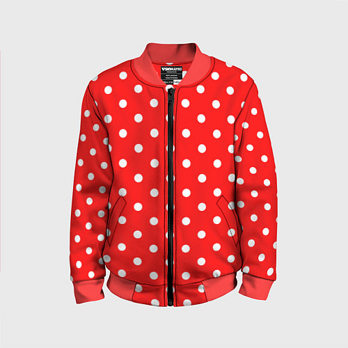 Детский бомбер Белый горошек на красном / 3D-Красный – фото 1