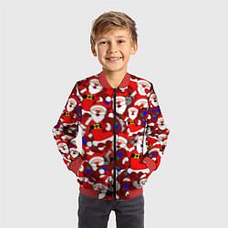 Бомбер детский Новогодний паттерн с дедами морозами, цвет: 3D-красный — фото 2