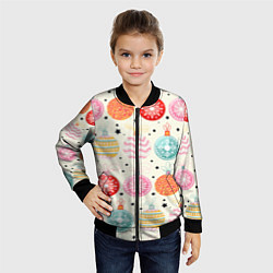 Бомбер детский Разноцветные новогодние шары, цвет: 3D-черный — фото 2